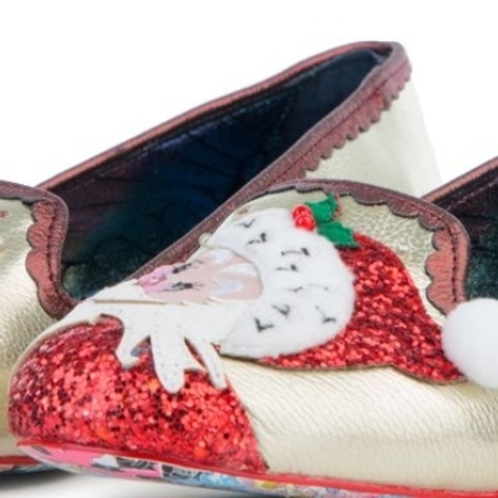 Irregular Choice Gold Santa Flats - Picture 3 of 5